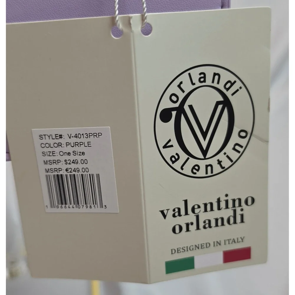 Valentino Orlandi Purple Chevron Quilted V-Logo Shoulder Bag V-4013PRP NWT